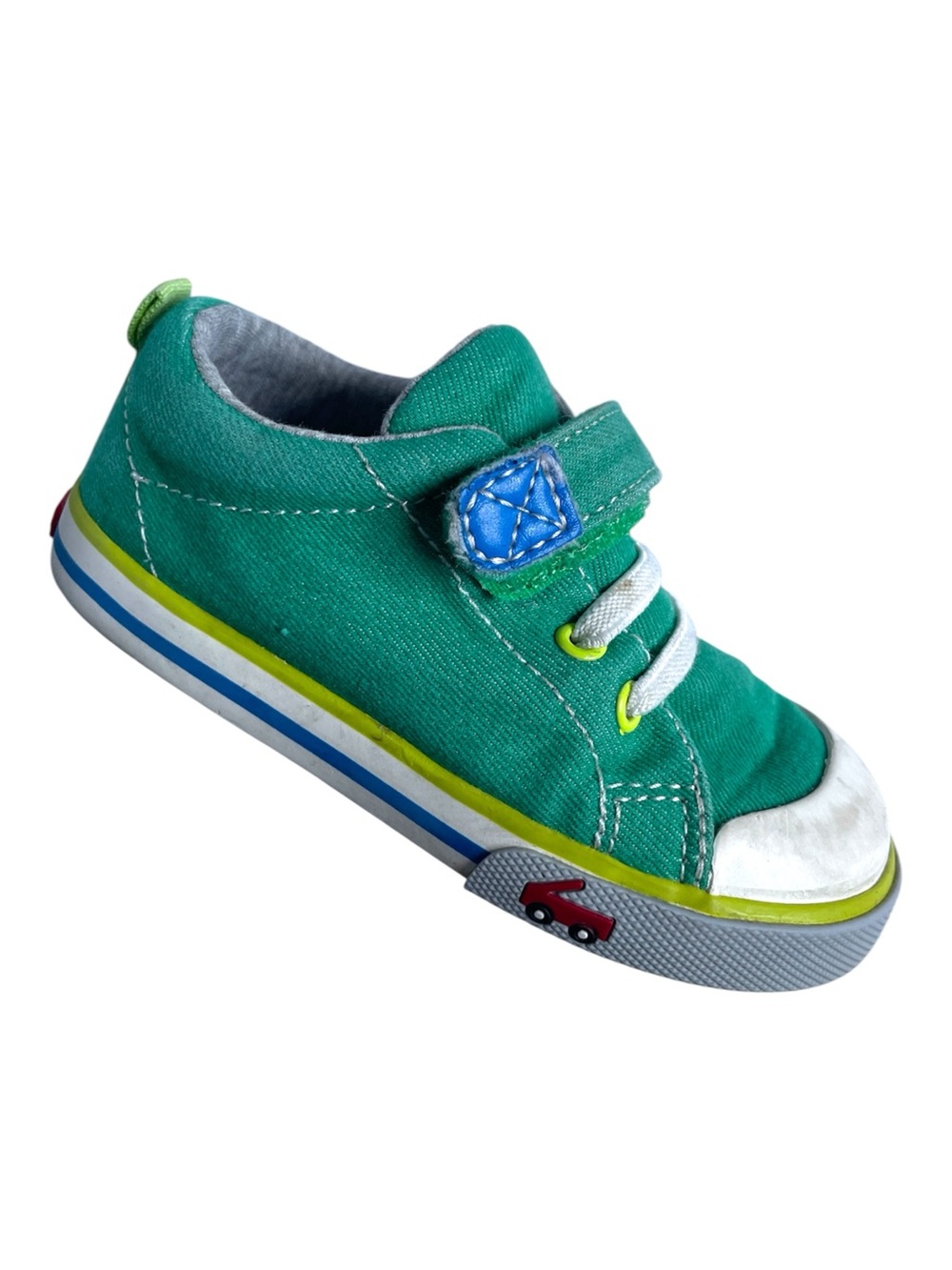 SEE KAI RUN Stevie II Green Canvas Sneaker Toddler Size 7 Velcro Slip On Play